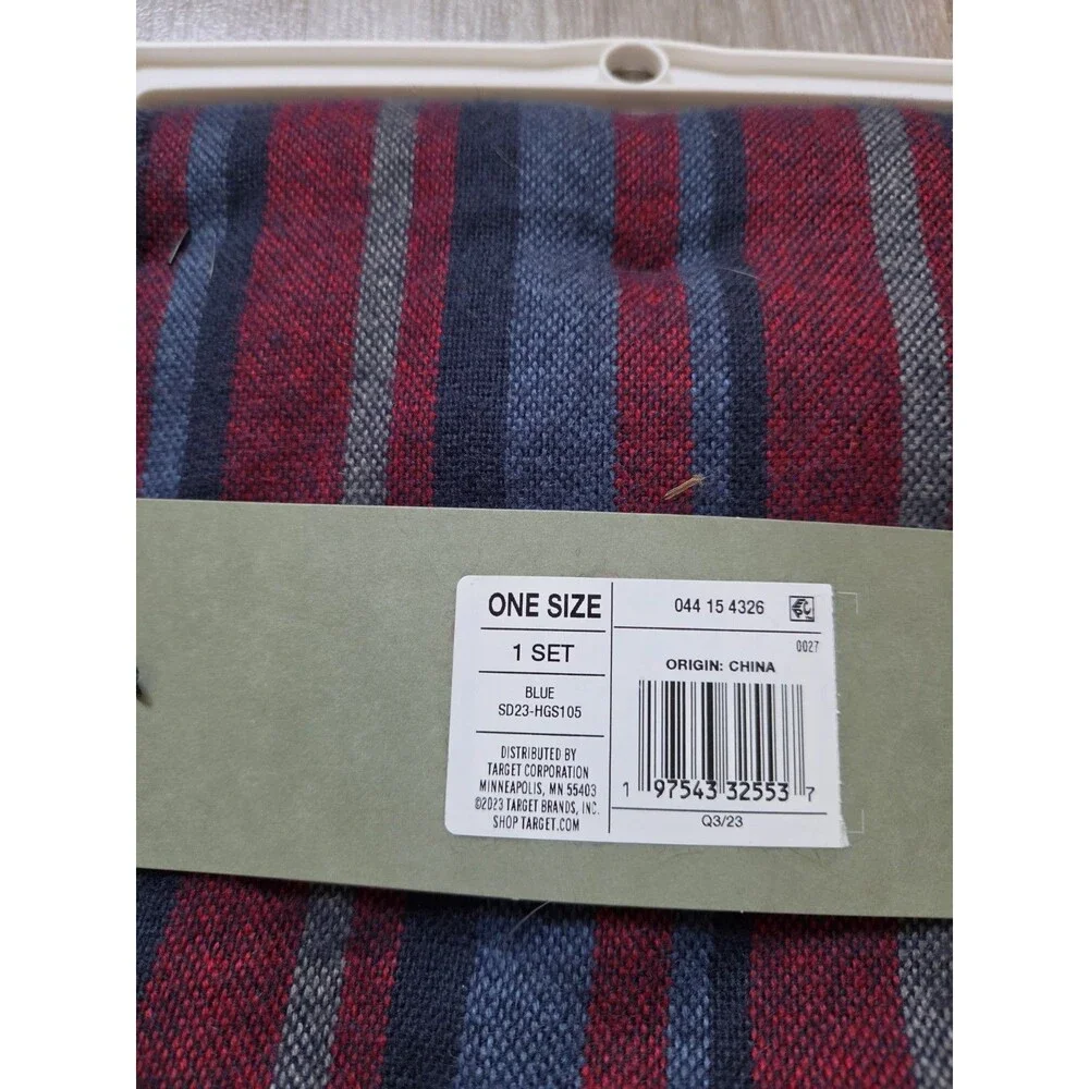 NWT Goodfellow & Co Hat & Scarf Set Blue Red Striped Knit Beanie One Size